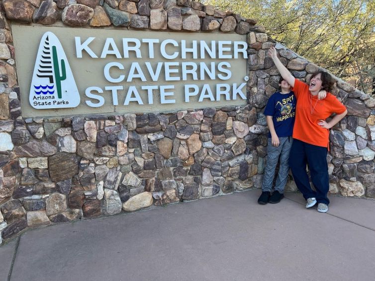 kartchner caverns sign with kids