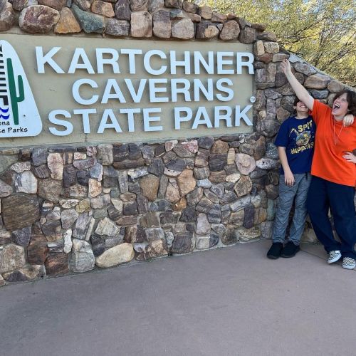 kartchner caverns sign with kids